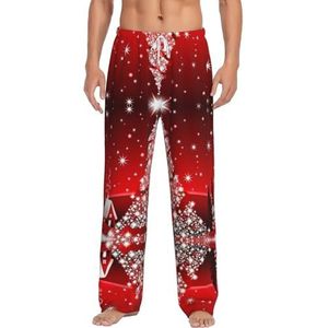 Kerstboom Rode Mannen Lange Lounge Wear Broek Nachtkleding Pyjama Bodems Nachtkleding Met Zakken En Trekkoord, Wit, S