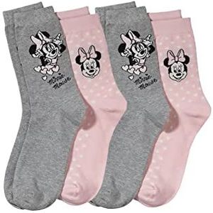 ONOMATO! Minnie Mouse Sokken voor dames, 4 stuks, multicolor, 35-38 EU