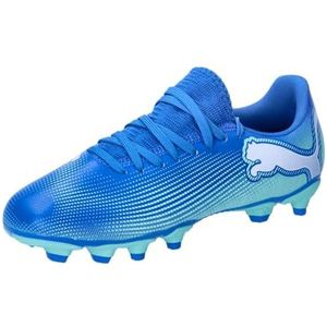 PUMA Unisex Kid's Future 7 Play Fg/Ag Jr Voetbalschoen, Hyperlink Blue Mint PUMA Wit, 36 EU