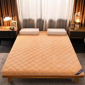 Dikke futon vloermatras, Japanse opvouwbare oprolbare matras slaapkussen, camping draagbare matras, slaapbank matras, dubbele pluche enkele dubbele matras (kleur: kameel, maat: 90 x 200 cm)