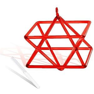 rood transparant hexagram kristal kwarts piramide 5-10 inch mokaba merkaba geluidstherapie meditatie yoga meditatie stressverlichting hoekframe percussie-instrumenten inclusief kristallen percussiesto