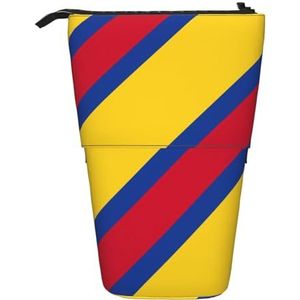 Evengigy Vlag van Colombia Print Leuke Etui met Zip Verstelbare Stand Potlood Houder Grappige Make-uptas, Zwart, Eén maat, Tas Organizer