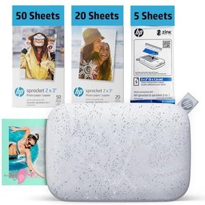 HP Sprocket 2x3"" Instant Smartphone Fotoprinter 75 Vellen BUNDEL - Bluetooth Draagbare Kleuren Draadloze Mobiele Printer (Wit) Zink Sticky-Back Foto's