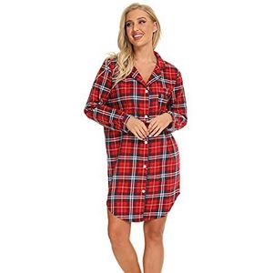 Misscoo - Flanellen Nachtshirt - Geruite Print - Lange Mouw - Dames