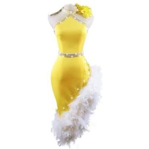 MLYYX Kostuums voor Latijns-Amerikaanse Danswedstrijden Salsa Kleding Halter Cha-Cha-Dans Outfit Ballzaal Danskleding, Geel, S