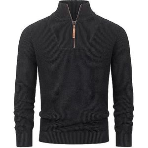 Indicode Heren INYassip Knit Sweater | Gebreide trui met opstaande kraag Black M