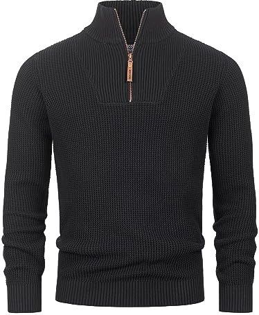 Indicode Heren INYassip Knit Sweater | Gebreide trui met opstaande kraag Black M
