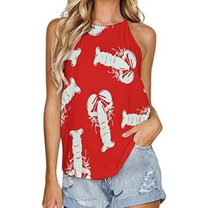 Red Lobsters Tanktop voor dames, zomer, mouwloze T-shirts, halter, casual vest, blouse, print, T-shirt, M