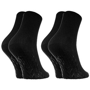 Rainbow Socks - Man Vrouw Diabetes Sokken Anti-Slip Katoen Zonder Elastiek - 2 Paar - Zwart - Maat EU 44-46