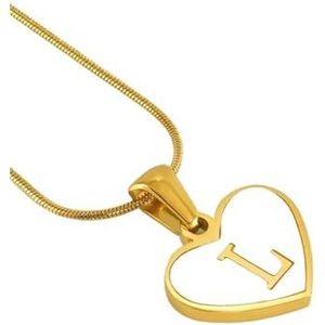 Eenvoudige titanium stalen schelp Engelse letter ketting for dames 18K mode liefde hanger sleutelbeenketting(Style:L)