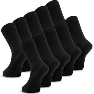 Metrium 10 paar zakelijke sokken, herensokken, damessokken, comfortabele boord zonder hinderende naad Dagelijkse sokken, zwart, 39-42 EU
