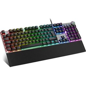EMPIRE GAMING – Stardust Gamer toetsenbord – Opto-mechanische toetsen – RGB LED-achtergrondverlichting – Gamer programmeersoftware – afneembare palmsteun (QWERTZ, Duits)