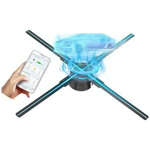 Holografische waaier, 46cm/18.1in 3d Fan Hologram Projector Decoratie Fan Scherm Kerstmis Halloween LED Hologram Reclamebord Licht App Controle Videoprojector