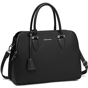 David Jones - Dames Bugatti Handtas Draagtas - Shopper Tote PU Leer Schoudertas - Veel Zakken Vakken Rits Crossbodytas - Vrouwen Meisje Tassen - Mode Stad Werk - Zwart