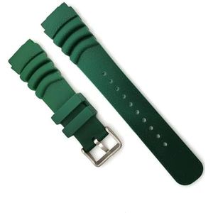 INSTR Siliconen sporthorlogeband geschikt voor Seiko waterdichte duikhorlogeband PU-rubber heren vervangende armbandaccessoires (Color : Green, Size : 20mm)