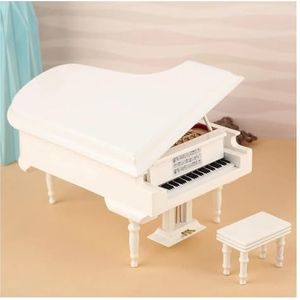 Mini-muziekinstrumentornamenten Miniatuurpiano Model Zwart Wit Sleutel Mini Piano Decor Accessoires Toetsenbord Instrument Display (Color : White, Size : 20x14x11cm)