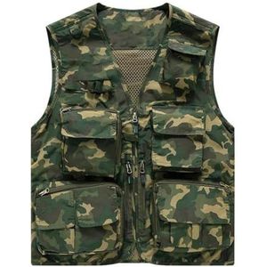 Pegsmio Outdoor Vest Camo1 Slim Multi-Pocket Jas Vest voor heren, KhakiMC, 4XL