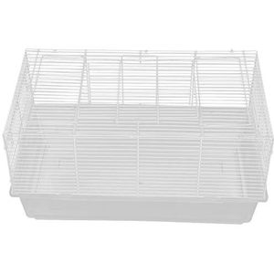 Konijnenkooi Kleine dieren Basic Kooi Habitat Plastic Metaaldraad Huisdierkooi met dubbele deuren voor hamsters Konijn Katten Kleine honden(S)