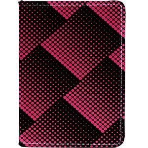 Halftone ontwerp in zwart en rood stippen patroon paspoort clip portemonnee houder PU leer 4x5.5 inch voor reizigers, Meerkleurig, 10x14cm/4x5.5 in