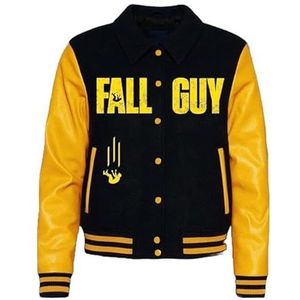A&M Express Heren Fall Guy Wool Yellow Varsity-jas - Ryan Gosling Varsity-jas met leren mouw, Geel, 3XL
