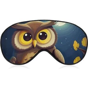 Uil en gele maan slaapmasker, lichtblokkerend oogmasker, comfortabel en zacht, oogbedekking met elastiek, geschikt voor mannen en vrouwen, geschikt voor reizen en slapen