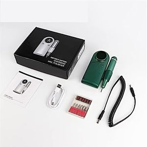 Elektrische nagelvijl, 45000 RPM elektrische nagelboormachine Oplaadbare manicuremachine met LCD-scherm Draagbare draadloze boorset Nail Art Tools voor zowel natuurlijke als kunstnagels (Color : Verd