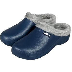 XQ - Tuinklompen heren - Fake Fur - Navy - Maat 45 - Tuinschoenen - Garden Clogs heren - Tuinklompen heren - Tuinschoenen -