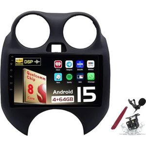 Android 15 Autoradio Sat Navi voor N-issan March (2010-2013) 9 Inch Touchscreen Multimedia Player met Draadloze Carplay GPS Navigatie FM RDS Bluetooth 5G-WiFi SWC DSP,M100s