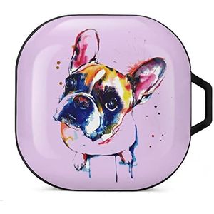 Franse Bulldog oordopjes hoesje compatibel met Samsung harde schaal beschermhoes zwarte stijl