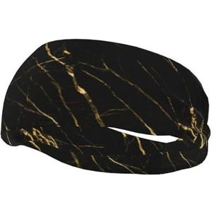 Gouden Zwart Marmer Natuur, Sport Zweetband Voor Unisex Multi Hoofdbanden Zweet Workout Hoofdbanden Elastische Haarband