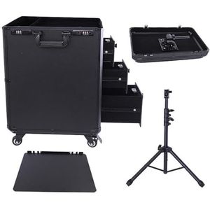 Gr-ote Tattoo Kar Met 3 La-des En Werkstation, Mobiele Make-up Artist Trolley Met Slot En Wielen, Professionele Opbergbox Voor Salon Artiesten En Studio’s