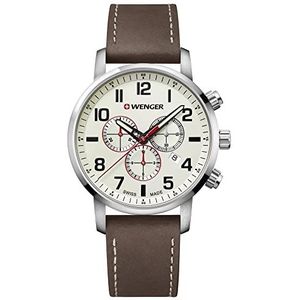 Wenger Unisex volwassenen chronograaf kwarts horloge met lederen armband 01.1543.105