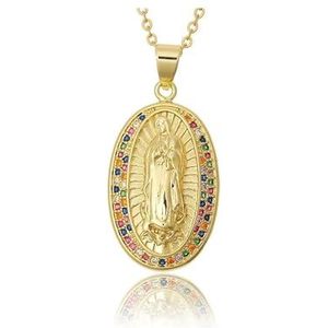 Religieuze sieraden for dames Koper Microset Zirkonia Madonna Hanger Gelovige ketting Feestvakantiecadeaus (Color : 45cm_D396)