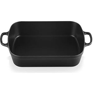 Le Creuset Signature geëmailleerde gietijzeren braadpan met hulpgreep en twee schenktuiten, voor alle soorten kookplaten en ovens, 37 cm, 6.6 liter, matzwart