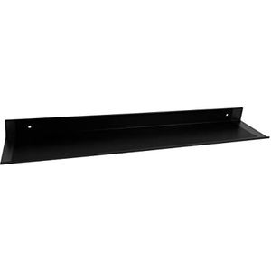 QUVIO Wandplank, Wanddecoratie, Zwevende Planken, Kamerdecor, Hoekplank, Metalen Planken, Zwart, Zwarte Wandplank voor Woonkamer, Badkamer, Keuken, Wandplanken met Schroeven, 12 x 60 x 4 cm