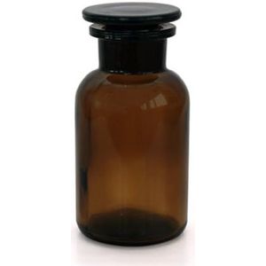 3 x apothekersfles 250 ml - kleur: bruin - incl. glazen stop *** fles met brede hals apothekersglas stopfles laboratoriumfles ronde schouderfles brede hals flessen apothekersglazen stopflessen