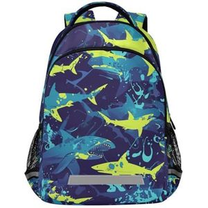 Wzzzsun King Sea Animal Shark Fish Rugzak Boekentas Reizen Dagrugzak School Laptop Tas voor Tieners Jongen Meisje Kinderen, Leuke mode, 11.6L X 6.9W X 16.7H inch