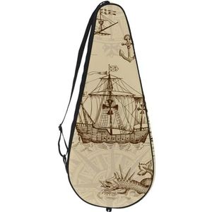VAPOKF Oude zeilboot anker zee monster rackettas voor tennis, tennis vleermuis cover racket case peddel tas, geschikt voor maximaal 2 rackets