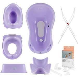 Hylat Baby Complete set: stabiel babybad met thermometer, standaard badzitje, afvoerslang, toilettrainer, potje, opstapkruk - stabiel en comfortabel
