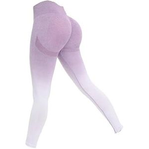 Yogabroek met hoge taille, heuplift en buikverstrakking Fitness hardloopyogabroek for dames, trainingslegging (Color : PurpleWhite, Size : S)