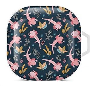 Leuke zwemmen Axolotl vector patroon oordopjes hoesje compatibel met Samsung harde shell beschermhoes witte stijl