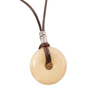 Crystal Pendant Necklace For Women Natural Amethyst Lapis Tiger Eye Stone Leather Necklace Fashion Jewelry (Color : Yellow Jade)