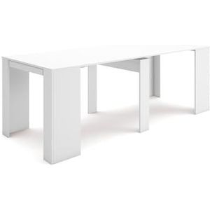 Skraut Home | Uitschuifbare Consoletafel | Console table | 220 | Voor 10 personen | Tafel | Moderne stijl | Wit