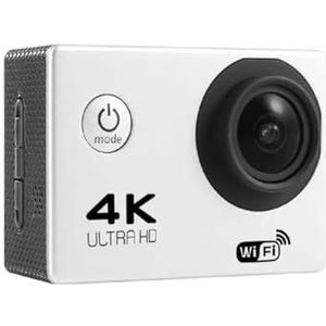 Actiecamera, Ultra HD 4K Action Camera Onderwaterhelm Waterdicht 2.0-inch Scherm WiFi Sportvideocamera,voor fietsen, motorfietsen(WHITE)