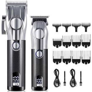 Tondeuse voor mannen, Oilhead elektrische tondeuse voor man, beeldhouwen ouder-kind set, multifunctionele kapper, 2-delige verzorgingsset (zilver)