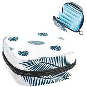 Tropische bladeren patroon,Periode Pouch Draagbaar,Tampon Opbergtas,Tampon Houder voor Portemonnee Vrouwelijke Product Organizer, Meerkleurig, 4.7x6.6x6.6 in/12x17x17 cm