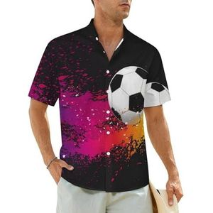 Gekleurde spatten met voetbal heren shirts korte mouw strand shirt Hawaiiaanse shirt casual zomer T-shirt XS