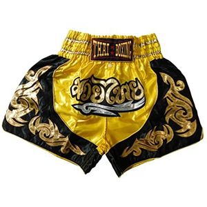 Donkerblauw Muay Thai Shorts - Hoogwaardige vechtsportkleding voor maximale prestaties Broek Short Boxing Thailand Kickboksen MMA Boksen Sport Training Gym, geel, L