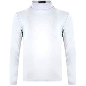 Gum & Berries Kids Coltrui Lange Mouw Effen Basic Top Meisjes Jongens Jersey Polo Tops 2-14 Jaar, Wit, 9-10 jaar