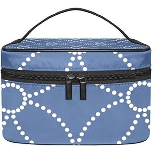 klassieke donkerblauwe make-up organizer tas, reismake-up tas organizer case draagbare cosmetische tas voor vrouwen en meisjes toiletartikelen, Meerkleurig, 22.5x15x13.8cm/8.9x5.9x5.4in
